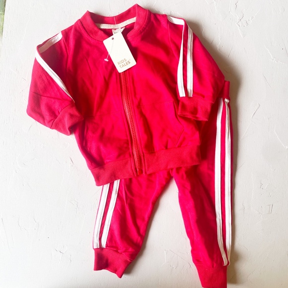 Kid Tales Red Tracksuit with White Stripes - Picture 1 of 6